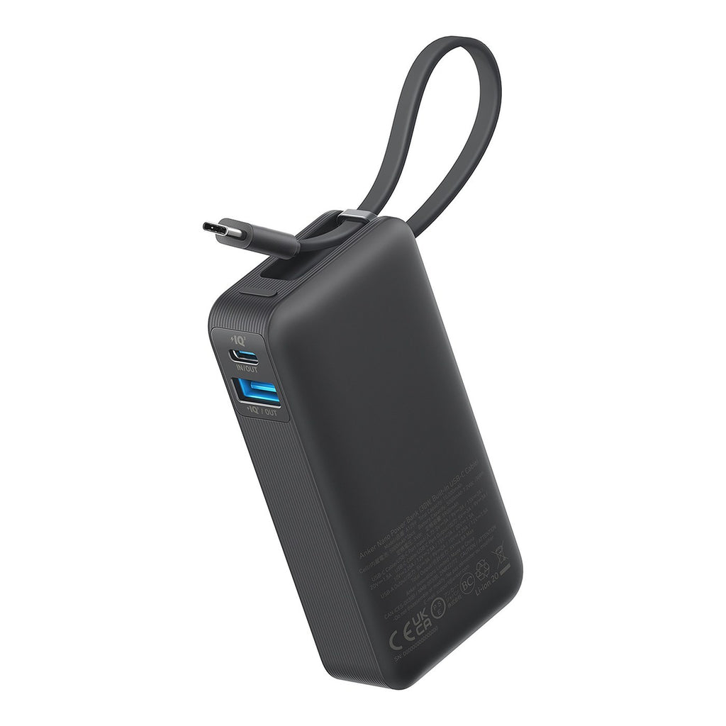 Anker Nano Power Bank with Built-In Cable, 10,000 mAh, 30W Full Color - Black - View 3