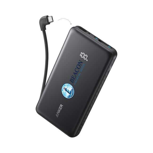 Anker Slim Power Bank with Built-In USB-C Cable, 10,000 mAh Full Color