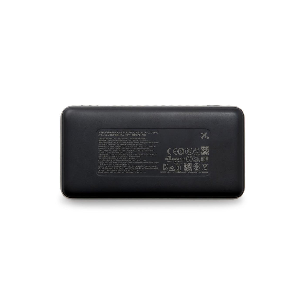 Anker Zolo Power Bank with Built-In USB-C Cable, 20,000 mAh - Black - View 3