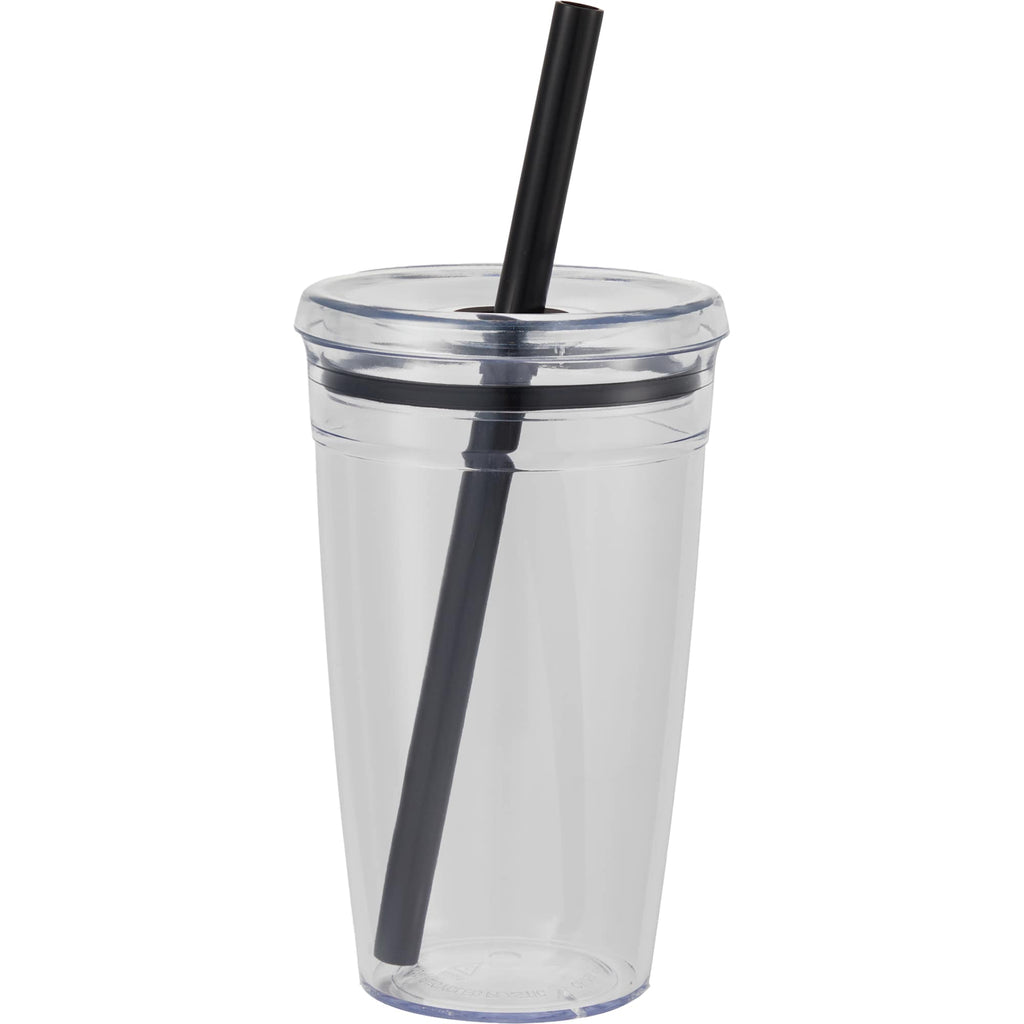 Anna Recycled Acrylic Straw Tumbler, 15 oz - Black - Back