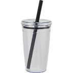Anna Recycled Acrylic Straw Tumbler, 15 oz - Black - Back
