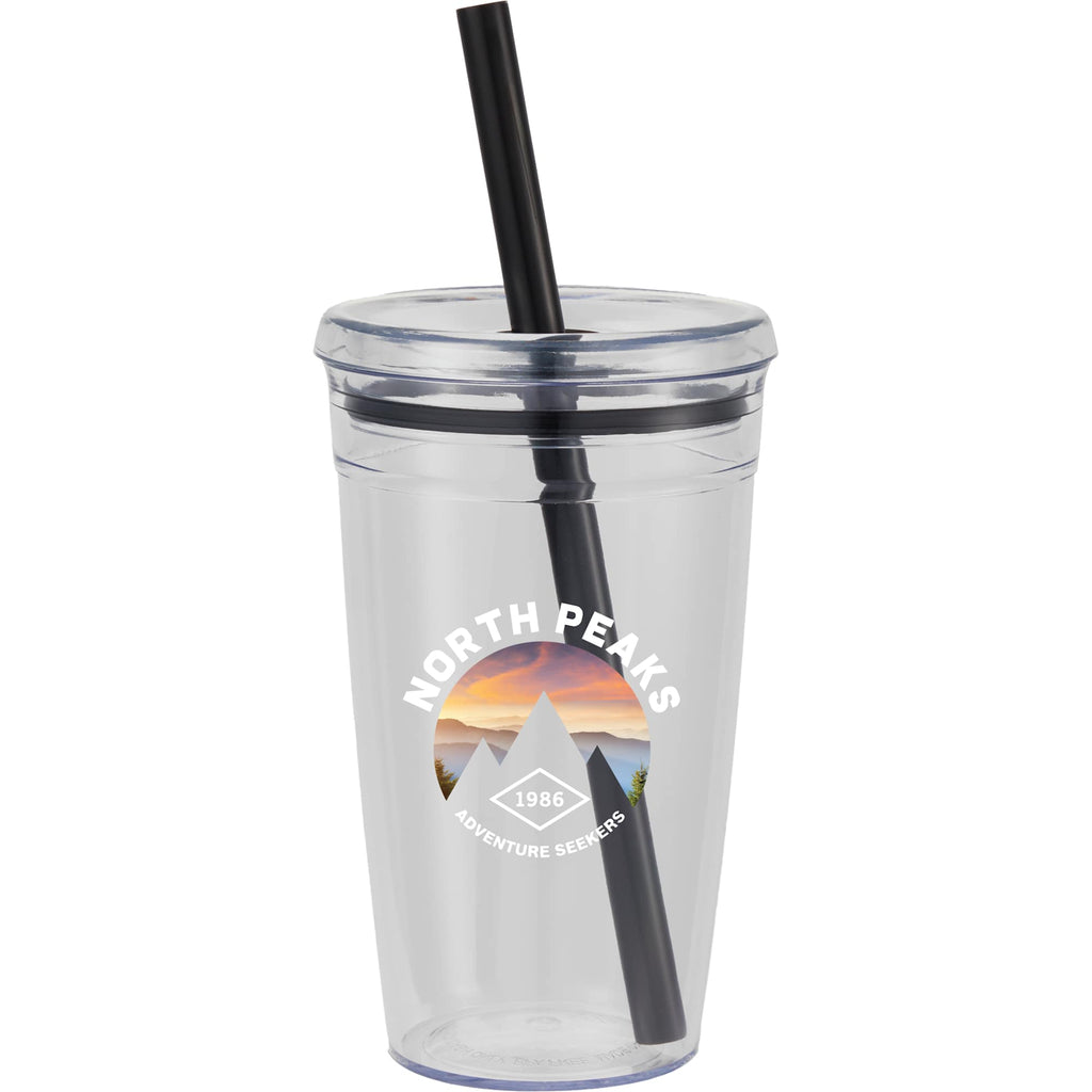 Anna Recycled Acrylic Straw Tumbler, 15 oz - Black - Front