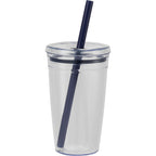 Anna Recycled Acrylic Straw Tumbler, 15 oz - Blue - Back