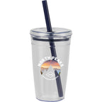 Anna Recycled Acrylic Straw Tumbler, 15 oz - Blue - Front