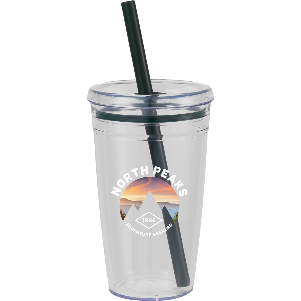 Anna Recycled Acrylic Straw Tumbler, 15 oz - Green - Front