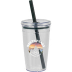 Anna Recycled Acrylic Straw Tumbler, 15 oz - Green - Front