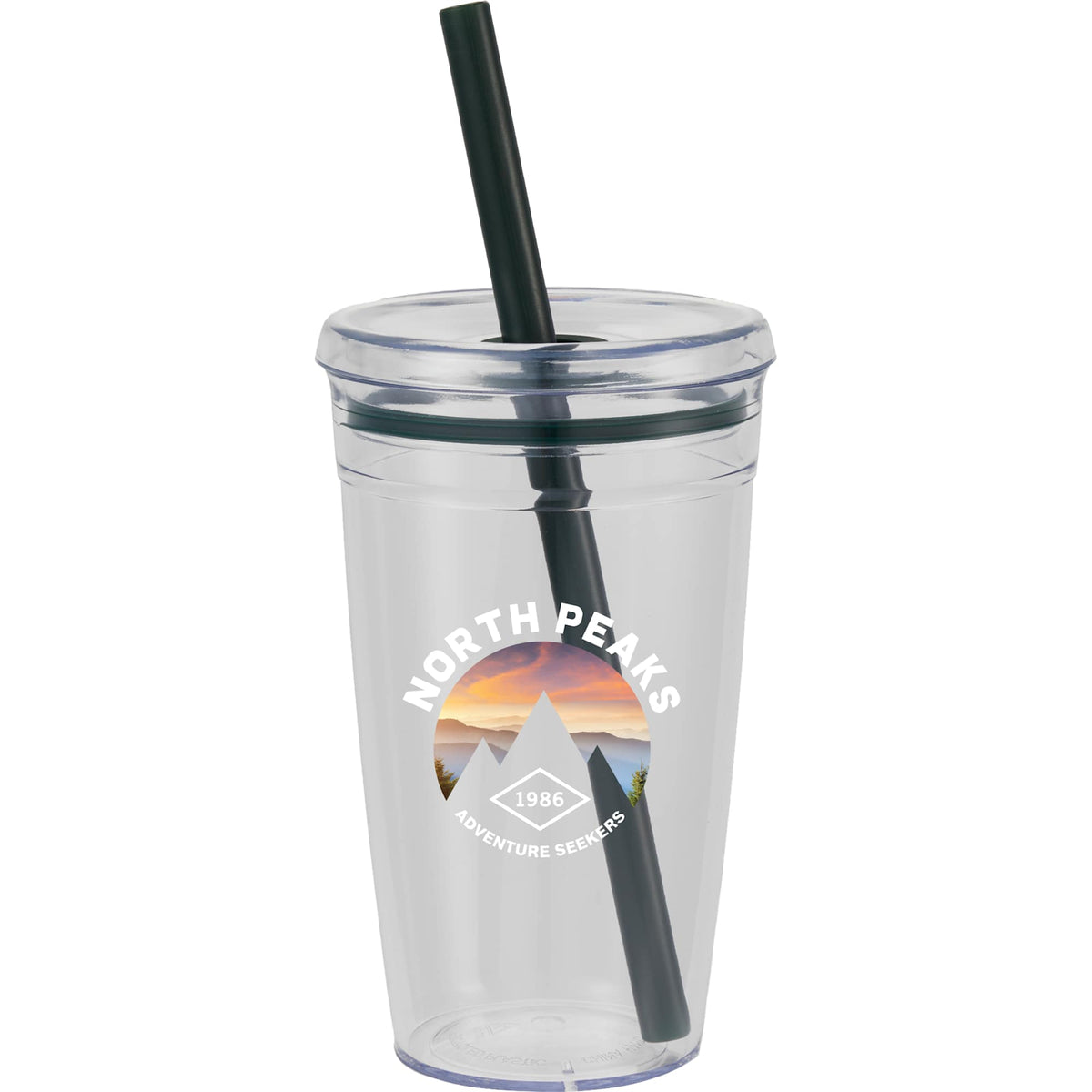 Anna Recycled Acrylic Straw Tumbler, 15 oz - Green - Front