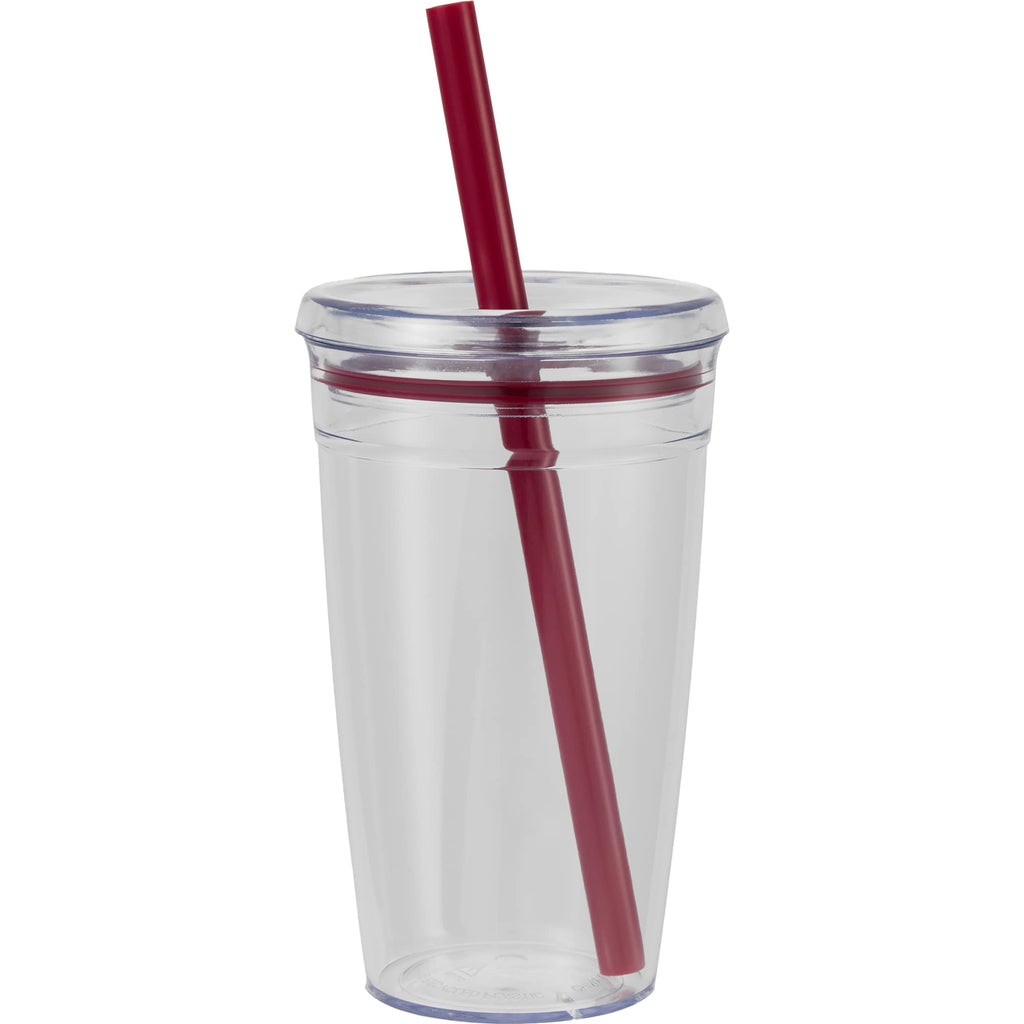 Anna Recycled Acrylic Straw Tumbler, 15 oz - Maroon - Back