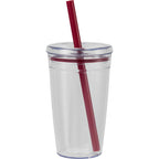 Anna Recycled Acrylic Straw Tumbler, 15 oz - Maroon - Back
