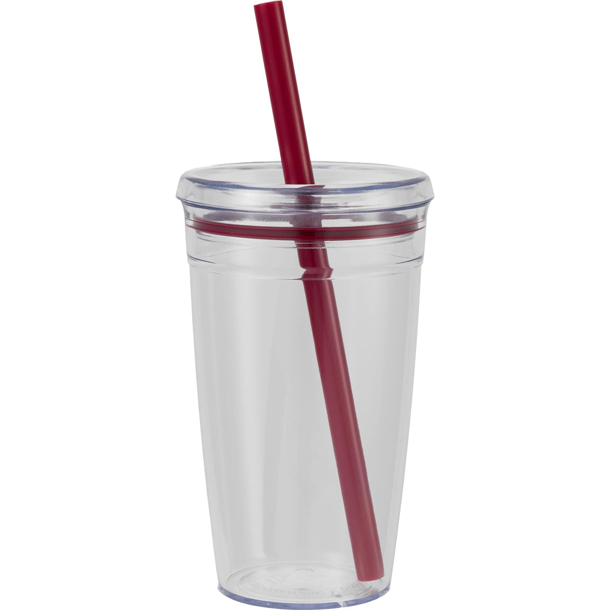 Anna Recycled Acrylic Straw Tumbler, 15 oz - Maroon - Back
