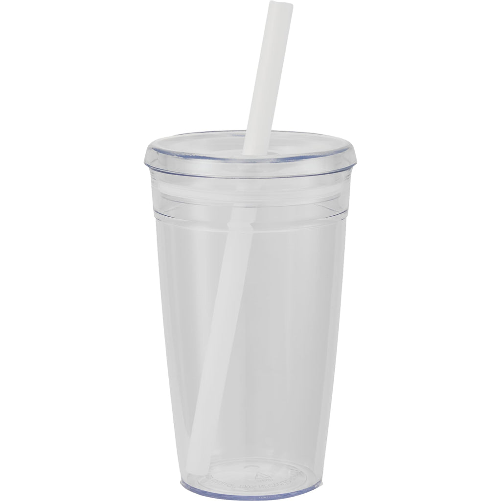 Anna Recycled Acrylic Straw Tumbler, 15 oz - White - Back