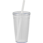 Anna Recycled Acrylic Straw Tumbler, 15 oz - White - Back