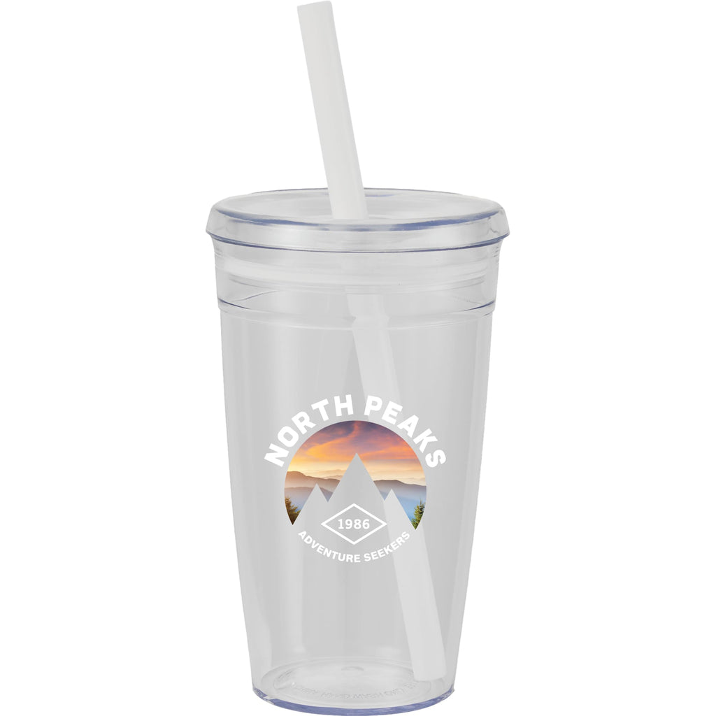 Anna Recycled Acrylic Straw Tumbler, 15 oz - White - Front
