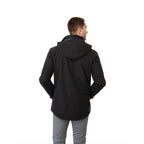 Ansel Waterproof Rain Jacket with Snap-Off Hood for Men Embroidery - Black - Back On Model