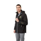 Ansel Waterproof Rain Jacket with Snap-Off Hood for Men Embroidery - Black - On Model