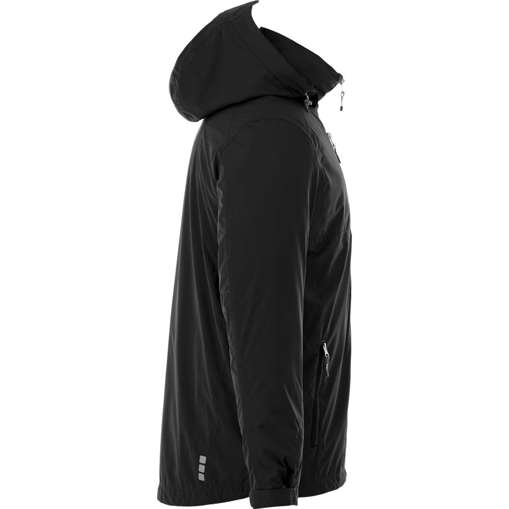 Ansel Waterproof Rain Jacket with Snap-Off Hood for Men Embroidery - Black - Right Side