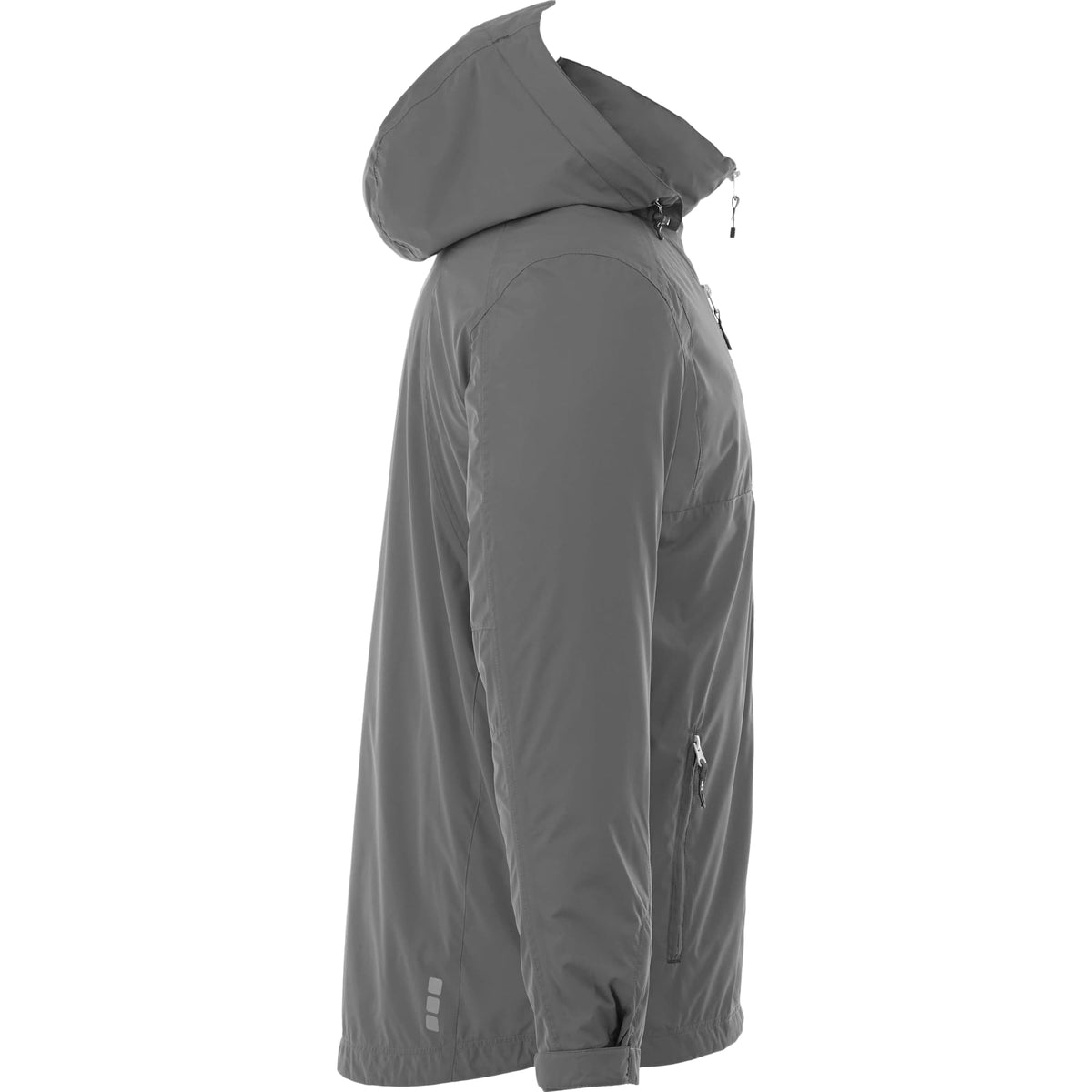 Ansel Waterproof Rain Jacket with Snap-Off Hood for Men Embroidery - Grey Storm - Right Side