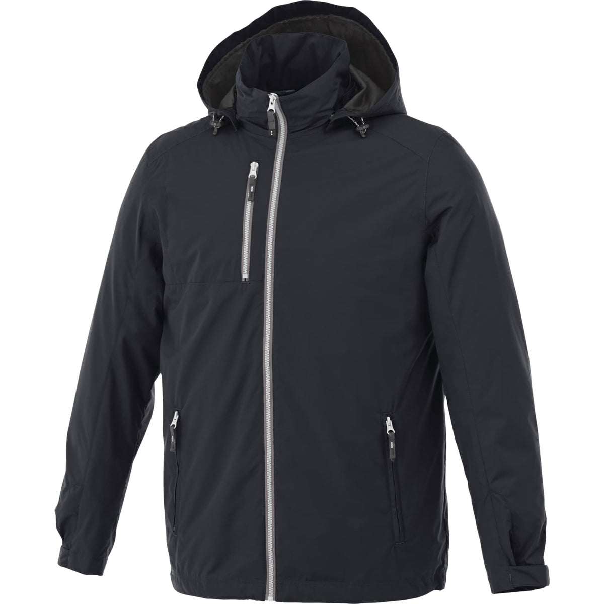 Ansel Waterproof Rain Jacket with Snap-Off Hood for Men Embroidery - Navy 410 - Front Flat