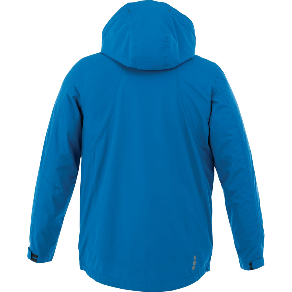 Ansel Waterproof Rain Jacket with Snap-Off Hood for Men Embroidery - Olympic Blue - Back Flat