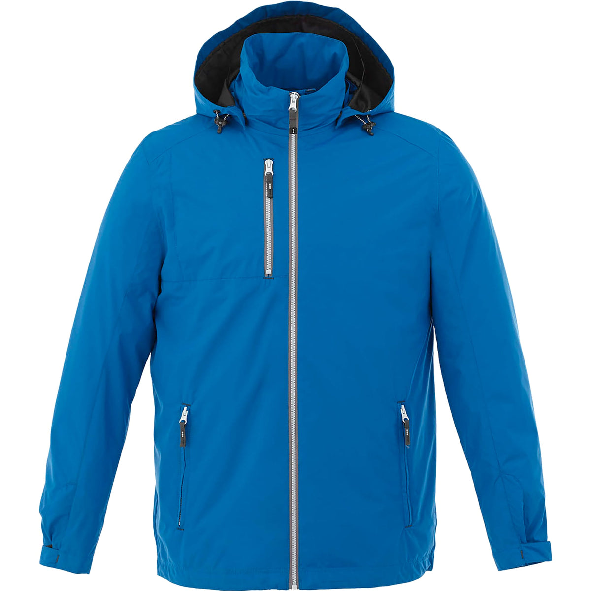 Ansel Waterproof Rain Jacket with Snap-Off Hood for Men Embroidery - Olympic Blue - Front