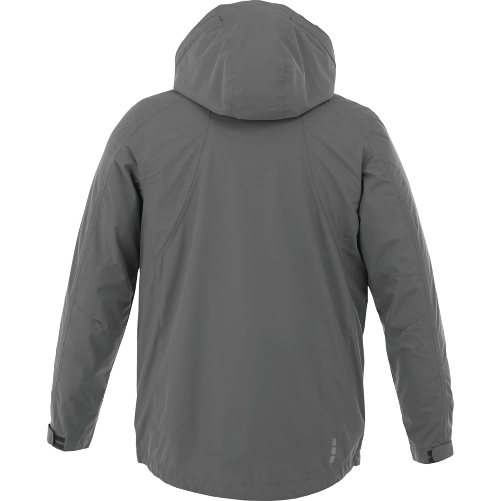 Ansel Waterproof Rain Jacket with Snap-Off Hood for Men Transfer - Grey Storm - Back Flat