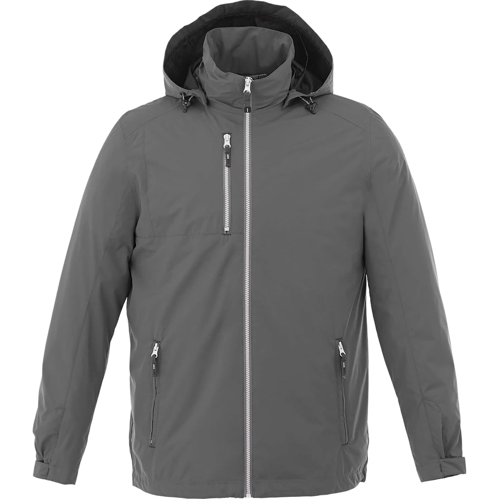 Ansel Waterproof Rain Jacket with Snap-Off Hood for Men Transfer - Grey Storm - Front