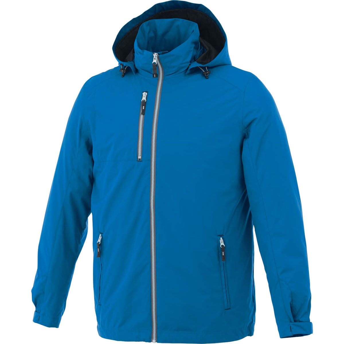 Ansel Waterproof Rain Jacket with Snap-Off Hood for Men Transfer - Olympic Blue - Front Flat