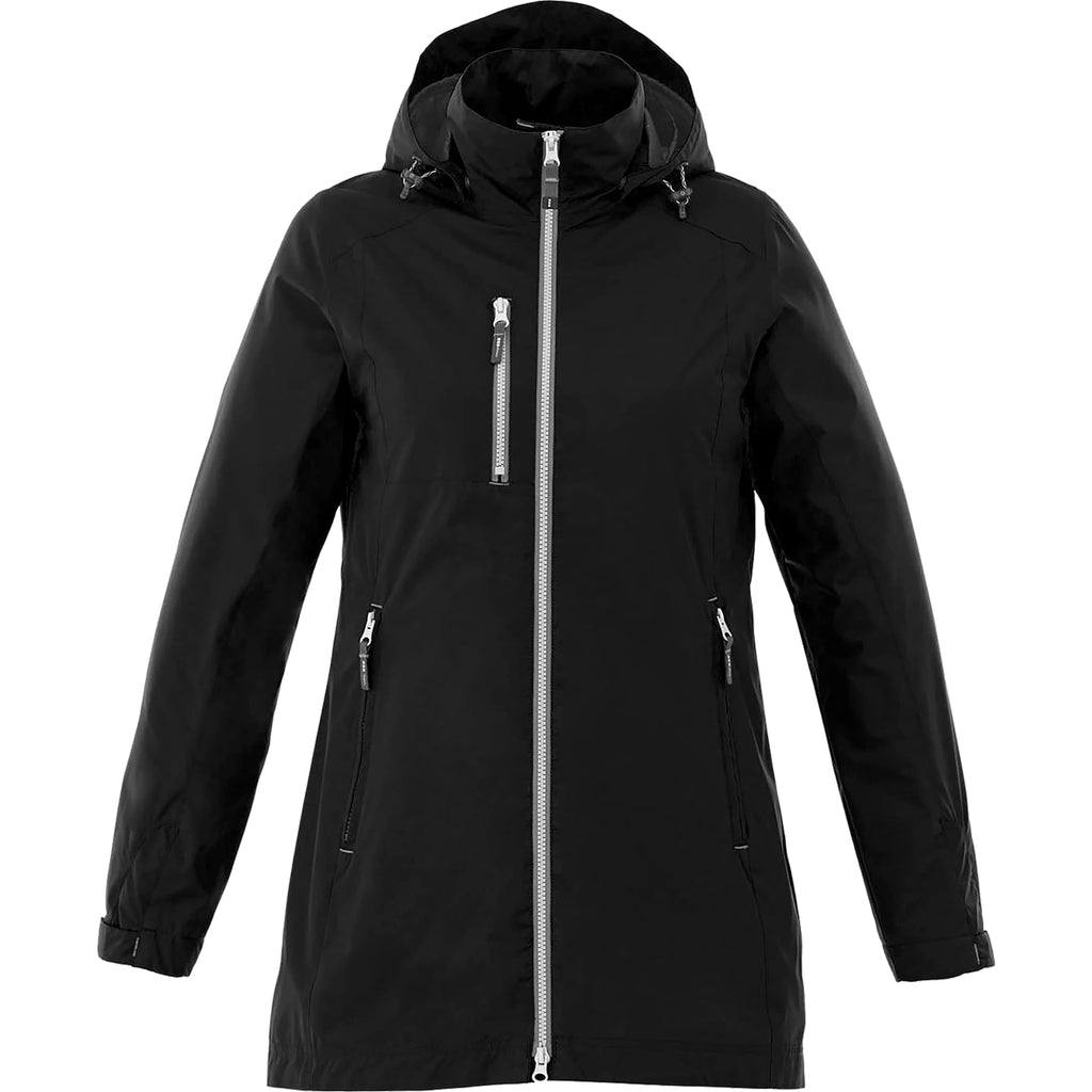 Ansel Waterproof Rain Jacket with Snap-Off Hood for Women Transfer - Black - Front