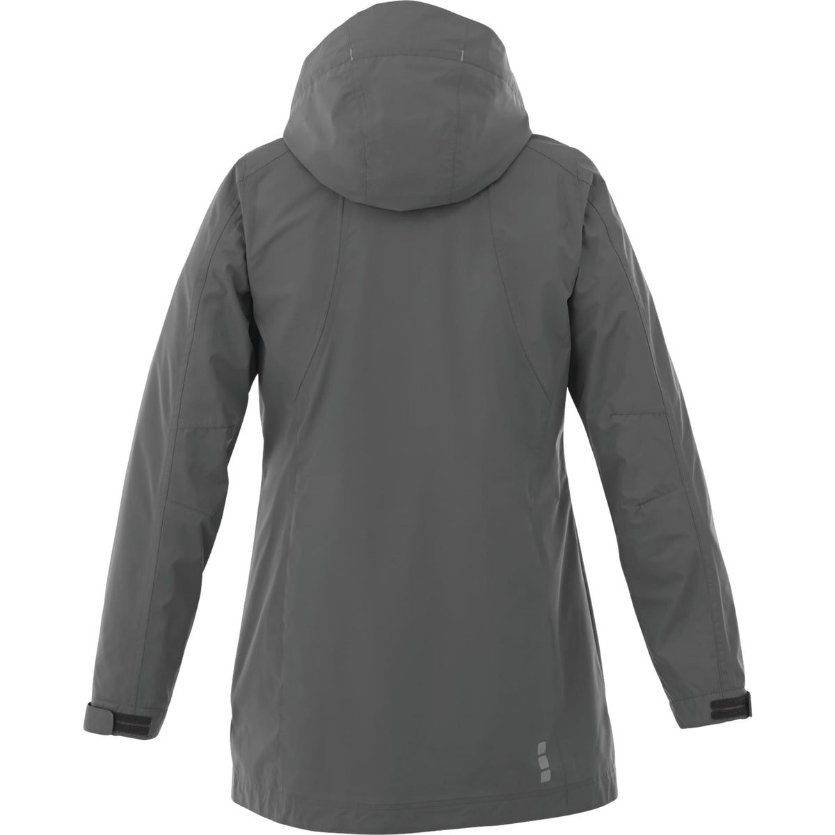 Ansel Waterproof Rain Jacket with Snap-Off Hood for Women Transfer - Grey Storm - Back Flat