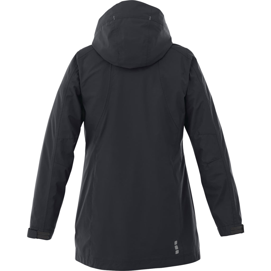 Ansel Waterproof Rain Jacket with Snap-Off Hood for Women Transfer - Navy 410 - Back Flat