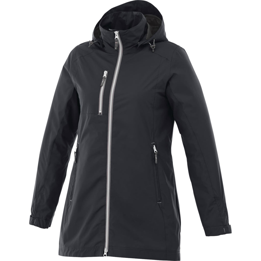 Ansel Waterproof Rain Jacket with Snap-Off Hood for Women Transfer - Navy 410 - Front Flat