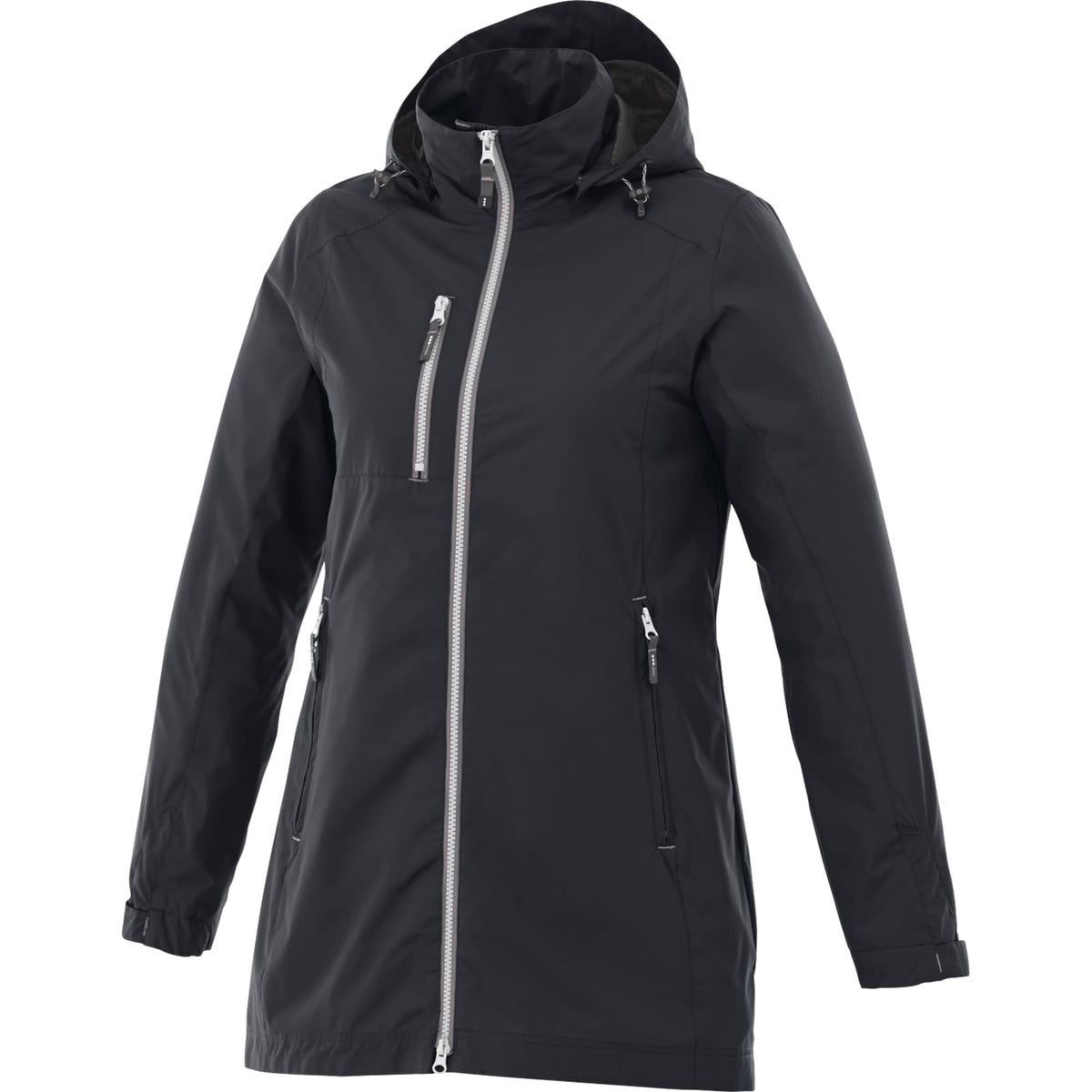 Ansel Waterproof Rain Jacket with Snap-Off Hood for Women Transfer - Navy 410 - Front Flat