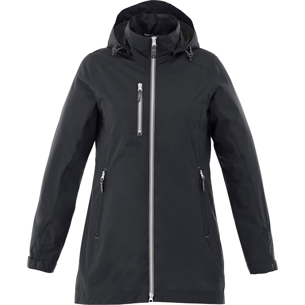 Ansel Waterproof Rain Jacket with Snap-Off Hood for Women Transfer - Navy 410 - Front