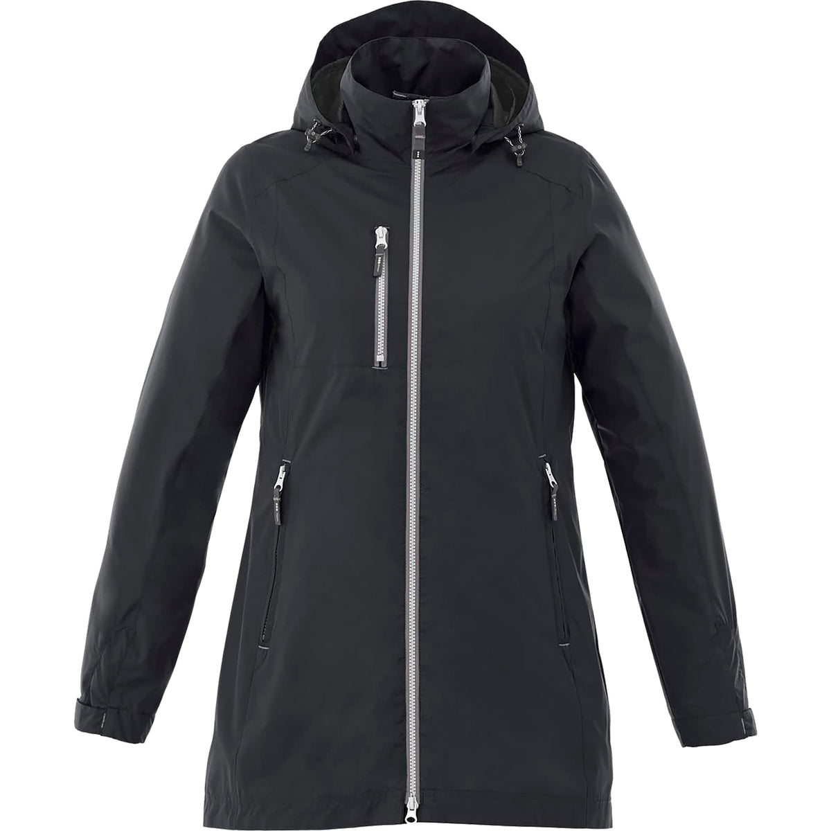 Ansel Waterproof Rain Jacket with Snap-Off Hood for Women Transfer - Navy 410 - Front