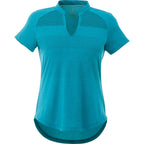 Antero Cap Sleeve Polo for Women Embroidery - Aspen Blue Heather - Back Flat 2