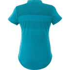 Antero Cap Sleeve Polo for Women Embroidery - Aspen Blue Heather - Back Flat
