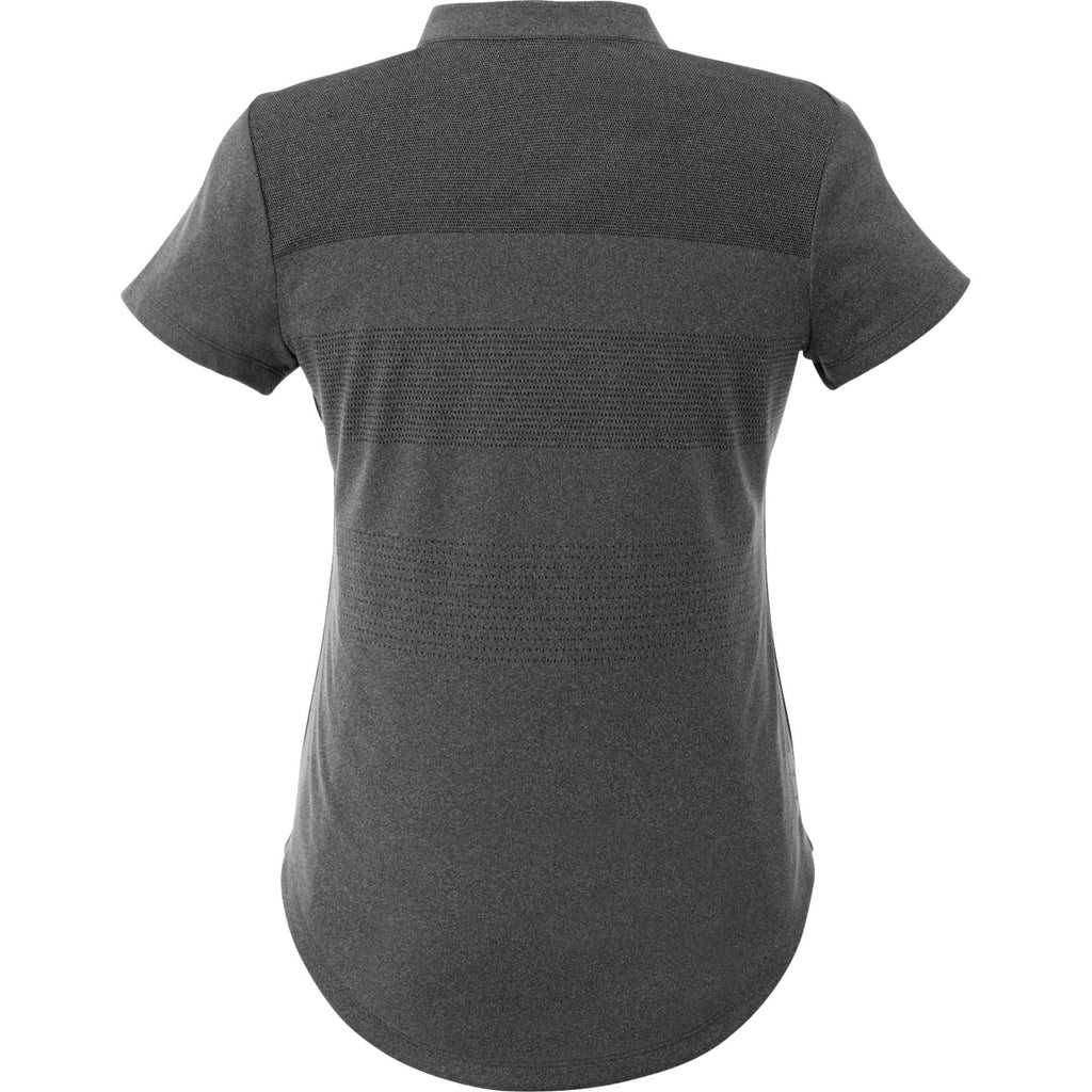 Antero Cap Sleeve Polo for Women Embroidery - Heather Dark Charcoal - Back Flat