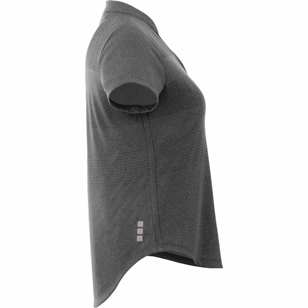 Antero Cap Sleeve Polo for Women Embroidery - Heather Dark Charcoal - Right Side