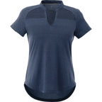 Antero Cap Sleeve Polo for Women Embroidery - Indigo Heather - Back Flat