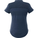 Antero Cap Sleeve Polo for Women Embroidery - Indigo Heather - Front Flat
