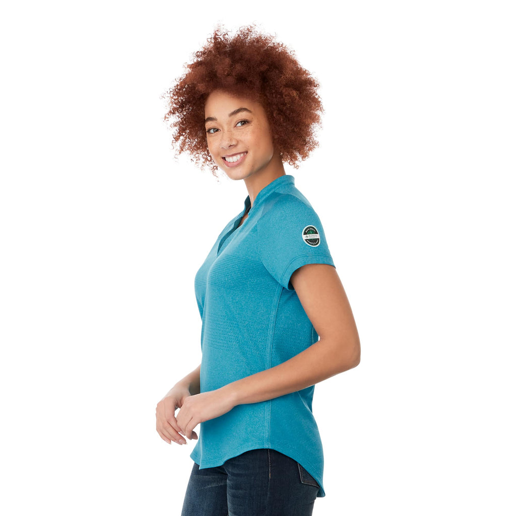 Antero Cap Sleeve Polo for Women Transfer - Aspen Blue Heather - On Model