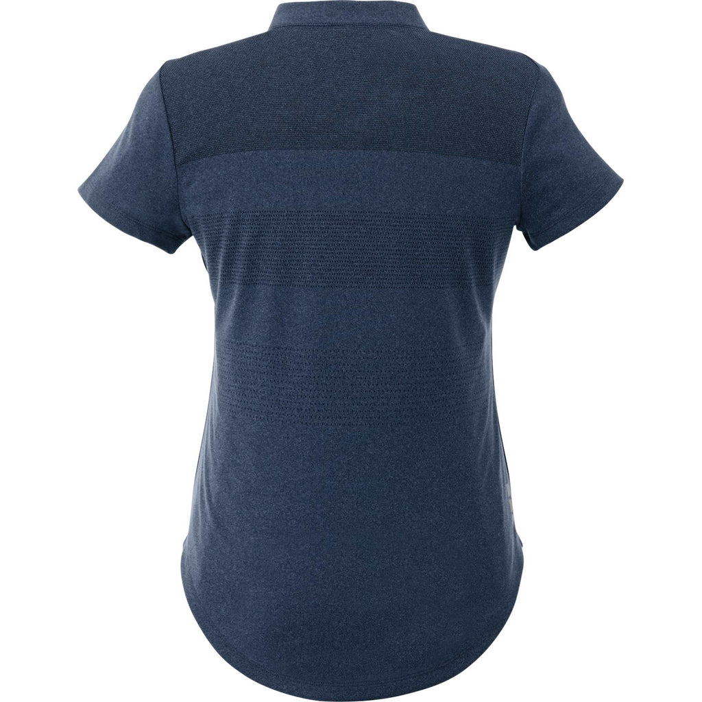 Antero Cap Sleeve Polo for Women Transfer - Indigo Heather - Front Flat