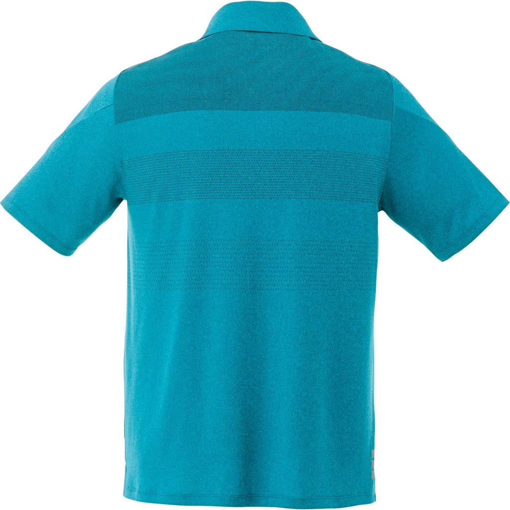Antero Cooling Short Sleeve Polo for Men Embroidery - Aspen Blue Heather - Back Flat