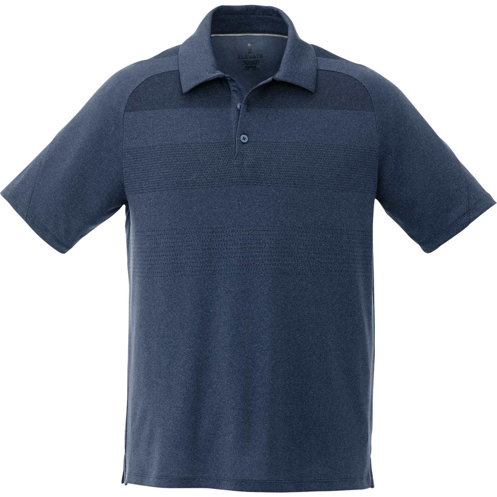 Antero Cooling Short Sleeve Polo for Men Embroidery - Indigo Heather - Back Flat 2