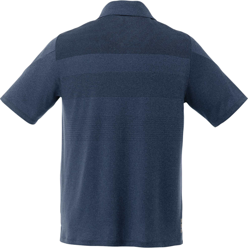 Antero Cooling Short Sleeve Polo for Men Embroidery - Indigo Heather - Back Flat