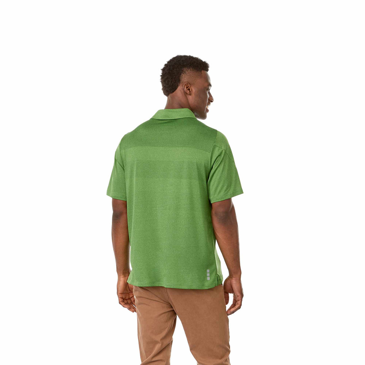Antero Cooling Short Sleeve Polo for Men Embroidery - Juniper Heather - Back On Model