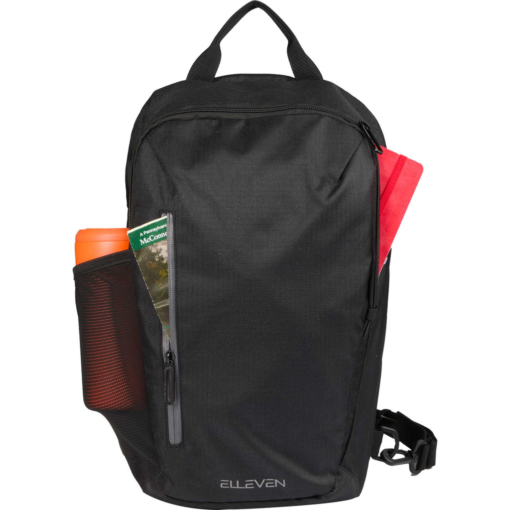 Anti-Theft Sling Pack in Recycled Polyester Embroidery - Black - Propped