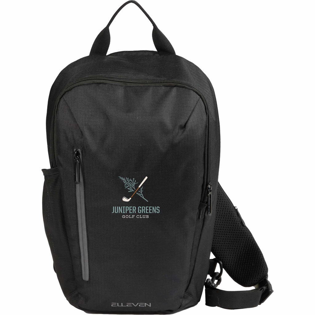 Anti-Theft Sling Pack in Recycled Polyester Transfer - Black - Front