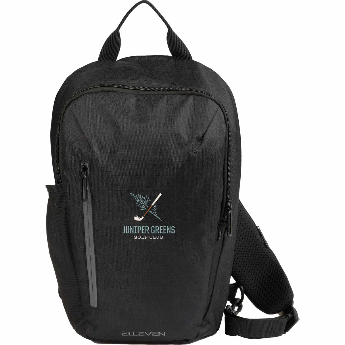Anti-Theft Sling Pack in Recycled Polyester Transfer - Black - Front