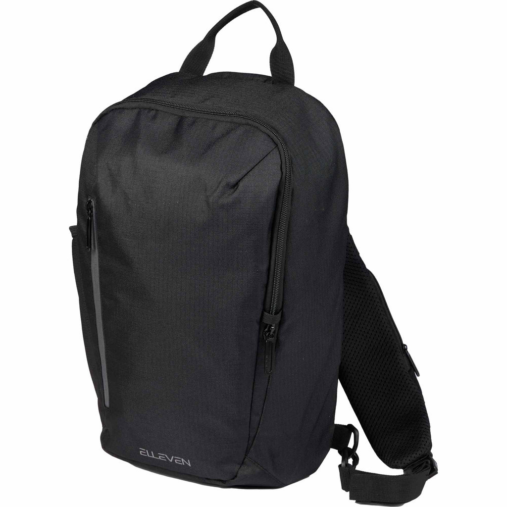 Anti-Theft Sling Pack in Recycled Polyester Transfer - Black - Left Angle